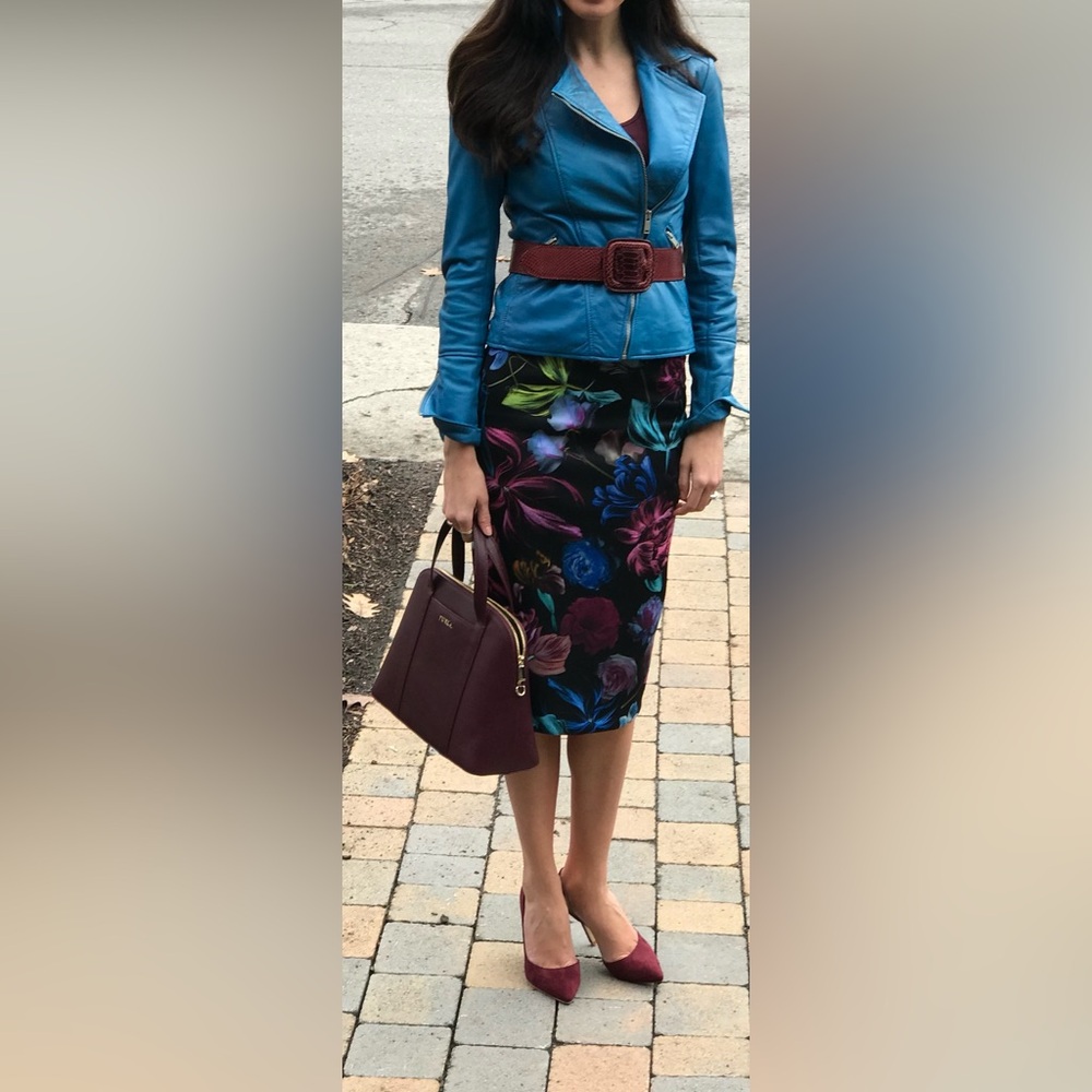 Ted Baker London Black Floral Midi Skirt